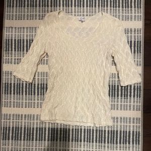 Armani Collezioni White Crinkle Short Sleeve Top, Size 6